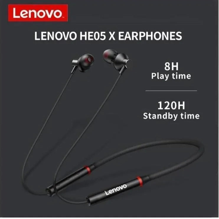 Lenovo HE05X Wireless Bluetooth Neckband Earphones – Deep Bass & HD Calling